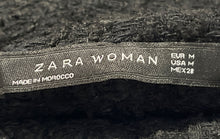 Load image into Gallery viewer, Zara Womens Black Tweed Regular Fit Wrap Button Front Raw Hem Mini Skort Size M