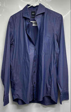 Load image into Gallery viewer, Hugo Boss Mens Blue Printed Stretch Long Sleeve Regular Fit Button-Up Shirt Sz M
