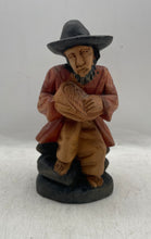 Load image into Gallery viewer, Brown Man With Hat Decor Collectible Hand Carved Statue Wood Figure