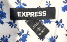Load image into Gallery viewer, Express Mens White Blue Floral Print Long Sleeve Button-Up Shirt Size Large