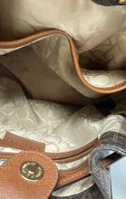 Load image into Gallery viewer, Calvin Klein Womens Brown Monogram Inner Pockets Drawstring Bucket Handbag