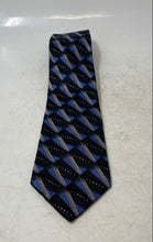 Load image into Gallery viewer, DeSantis Collection Mens Blue Geometric Print Silk Keeper Loop Pointed Tie