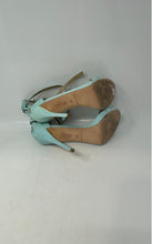 Load image into Gallery viewer, Marciano Womens Calixx Green Snakeskin Print Leather High Strappy Heels Sz 7.5M