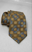 Load image into Gallery viewer, Vizantina Mens Brown Blue Geometric Print Adjustable Formal Pointed Tie