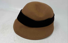 Load image into Gallery viewer, Galliano Sorbatti Womens Brown Wool Lightweight With Black Bow Cloche Hat