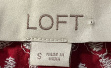 Load image into Gallery viewer, Loft Womens Red Printed Split Neck Short Sleeve Pullover Blouse Top Size Small