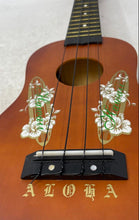 Load image into Gallery viewer, Universal Worldwide ALOHA Natural Brown Wood 4-Strings Trading Ukulele