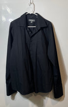 Load image into Gallery viewer, Kenneth Cole Reaction Mens Black Cotton Button Front Slim Fit Dress Shirt Sz XL