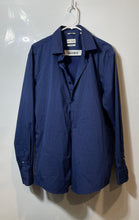 Load image into Gallery viewer, Lucky Brand Mens Blue Polka Dot Print Stretch Button Front Dress Shirt Size L
