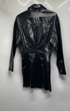 Load image into Gallery viewer, Zara Womens Black Faux Leather Long Sleeve Button Front Shirt Dress Size XS