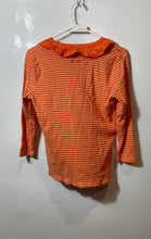 Load image into Gallery viewer, Lauren Ralph Lauren Womens Orange Striped Cotton Ruffle V-Neck Blouse Top Size M