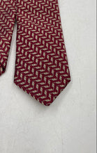 Load image into Gallery viewer, Giorgio Armani Mens Red Beige Geometric Silk Keeper Loop Adjustable Pointed Tie