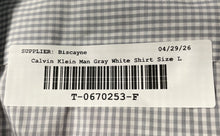 Load image into Gallery viewer, Calvin Klein Mens Gray White Gingham Long Sleeve Slim Fit Button-Up Shirt Size L