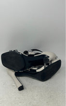 Load image into Gallery viewer, Karl Lagerfeld Womens Careliz White Black Stiletto Buckle Strappy Sandals Sz 10M