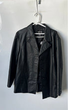 Load image into Gallery viewer, Dunne & Cole Womens Black Leather Long Sleeve Button-Front Blazer Jacket Size XL