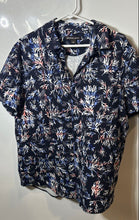 Load image into Gallery viewer, Michael Kors Mens Blue Coral Printed Short Sleeve Button-Up Shirt Size Large