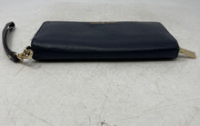 Load image into Gallery viewer, Michael Kors Womens Jet Set Blue Pebbled Leather Inner Divider Zip-Around Wallet