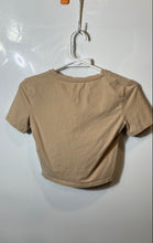 Load image into Gallery viewer, Zara Womens Brown Short Sleeve Crew Neck Pullover Cropped T-Shirt Size XS
