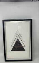 Load image into Gallery viewer, Black White Geometric Golden Marble Triangles Framed Wall Art Painting Print