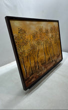 Load image into Gallery viewer, Framed Painting Of Trees Forest Landscape With Golden Tones And Relief Texture