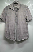Load image into Gallery viewer, Bugatchi Mens Light Beige Blue Printed Short Sleeve Button-Up Shirt Size Small