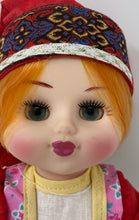 Load image into Gallery viewer, Red Headscarf Green Eyes Fashion Doll Collectible With A Colorful Floral Dress