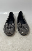 Load image into Gallery viewer, Michael Kors Womens Silver Leather Front Bow Slip-On Loafer Shoes Size 8