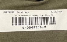 Load image into Gallery viewer, Zara Womens Green Short Sleeve Crew Neck Stretch Cropped T-Shirt Size Medium