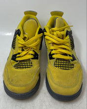 Load image into Gallery viewer, Nike Kids Jordan 4 Retro Yellow Gray Lace-Up Sneakers Shoes Size 1.5Y