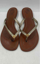 Load image into Gallery viewer, Authentic Tory Burch Womens Terra Brown Gold Open Toe Flat Thong Sandals Sz 8.5M
