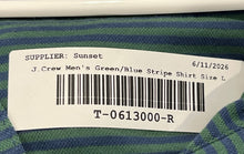 Load image into Gallery viewer, J.Crew Mens Green Blue Striped Long Sleeve Collared Polo Shirt Size Large