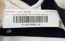 Load image into Gallery viewer, Karl Lagerfeld Womens White Black Striped Open Front Cardigan Sweater Size M