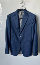 Load image into Gallery viewer, Zara Mens Blue Notch Lapel Long Sleeve Single-Breasted Two-Button Blazer Size 38