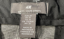 Load image into Gallery viewer, H&M Mens Gray Plaid Flat Front Pockets Straight Leg Slim Fit Dress Pants Size 32