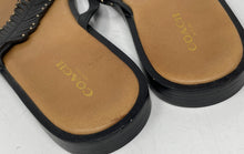 Load image into Gallery viewer, Coach Womens Black Brown Leather Slip-On Flat Flip-Flop Sandals Size 7B