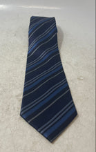 Load image into Gallery viewer, Versa Mens Blue Striped Printed Keeper Loop Adjustable Pointed Tie