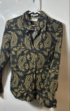Load image into Gallery viewer, Tommy Hilfiger Womens Black Beige Paisley Long Sleeve Button-Up Shirt Size S