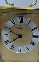 Load image into Gallery viewer, Vintage Seiko Gold-Tone Roman Numerals Round Analog Dial Collectible Desk Clock