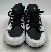 Load image into Gallery viewer, Authentic Nike Boys Air Jordan 1 Low GS White Black Gold Sneaker Shoes Size 7Y