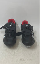 Load image into Gallery viewer, Peloton Unisex Red And Black Leather Round Toe Hook & Loop Cycling Shoes Size 39