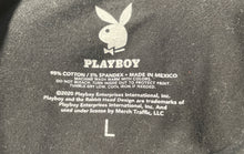 Load image into Gallery viewer, Playboy Womens Black Short Sleeve Crew Neck Pullover Cropped T-Shirt Size Large