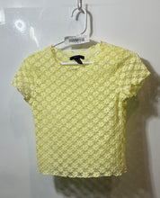 Load image into Gallery viewer, Forever 21 Womens Yellow Floral Lace Short Sleeve Blouse Top Size Medium