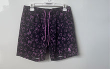 Load image into Gallery viewer, Psycho Bunny Mens Purple Black Drawstring Swim Shorts Size Small