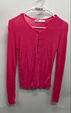 Load image into Gallery viewer, Zara Womens Pink Ribbed Long Sleeve Button Front Cardigan Sweater Size S