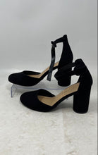 Load image into Gallery viewer, LC Lauren Conrad Womens Hydrangea Black High Block Ankle Strap Heels Size 7.5M