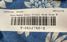 Load image into Gallery viewer, Zara Womens Blue Floral Balloon Sleeve Ruffle Hem Collared Midi Dress Size M