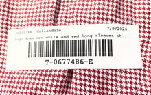 Load image into Gallery viewer, Hugo Boss Mens White Red Houndstooth Print Sharp Fit Dress Shirt Size 17R 32/33
