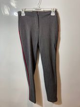 Load image into Gallery viewer, Zara Basic Womens Gray Red White Striped Flat Front Pockets Trouser Pants Sz S