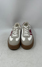 Load image into Gallery viewer, La Sheelah Womens Gray White Red Suede Lace-Up Platform Sneaker Shoes Size 7.5