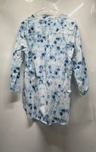 Load image into Gallery viewer, Donna Karan Womens Blue Tie-Dye Band Collar Half Button Front Blouse Top Size L
